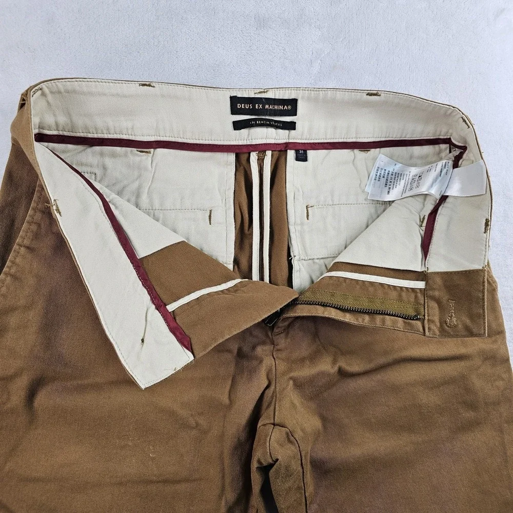 Deus Ex Machina Pants Mens 31x26 Slim Chino Khaki Cropped Xavier Oxford Ivy